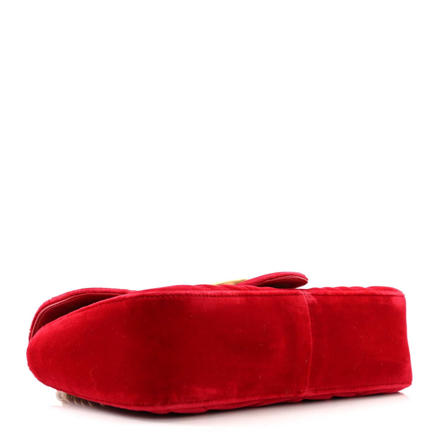 Velvet Matelasse Small GG Marmont Shoulder Bag Hibiscus Red