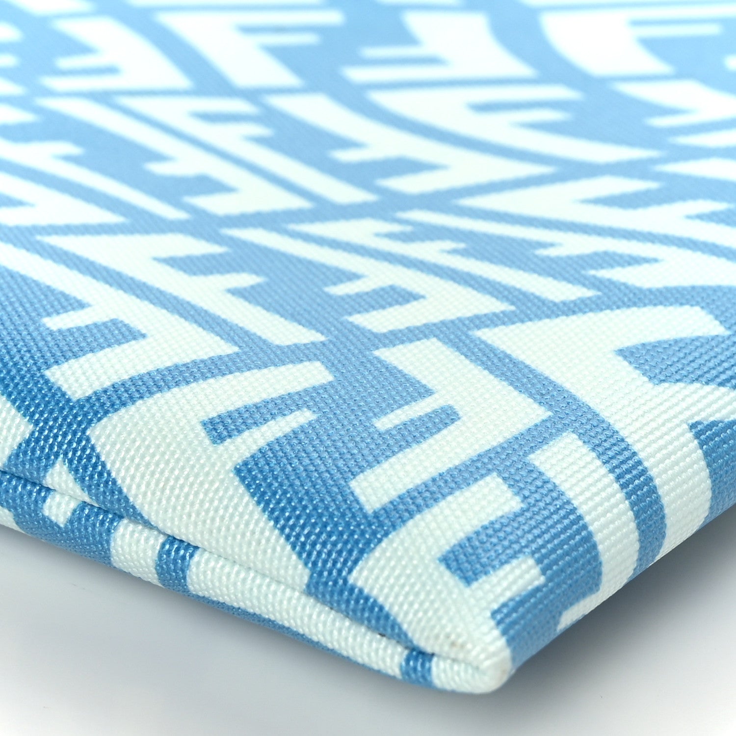Fendi X SARAH COLEMAN Fabric Jacquard Vitello King FF Vertigo Medium Flat Pouch Cyber Blue White 8 of 9