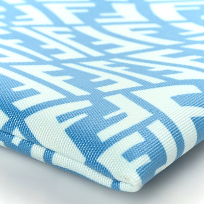 Fendi X SARAH COLEMAN Fabric Jacquard Vitello King FF Vertigo Medium Flat Pouch Cyber Blue White 8 of 9