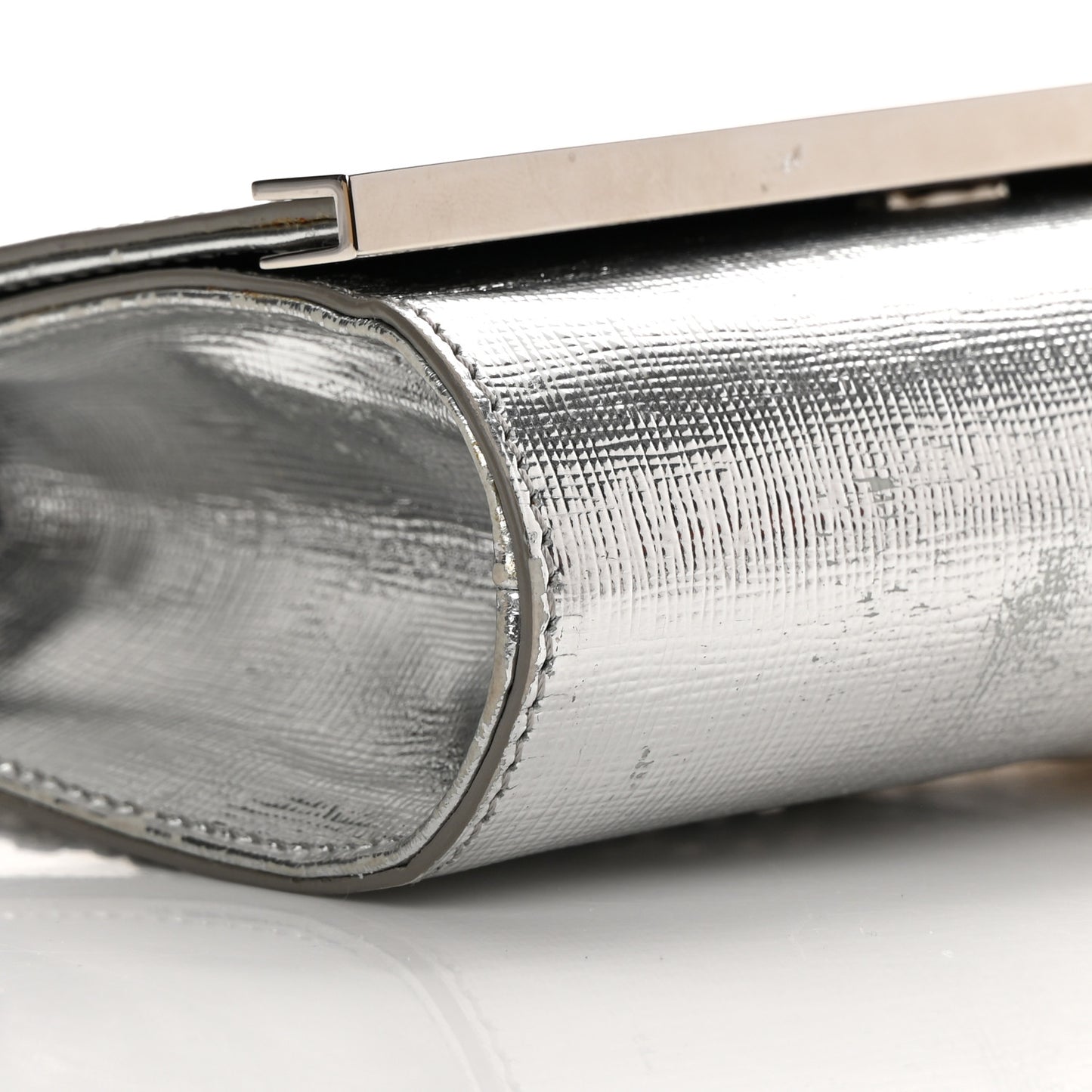 Vitello Mirror Elite Bi-Color Mini Rush Clutch Argento Champagne