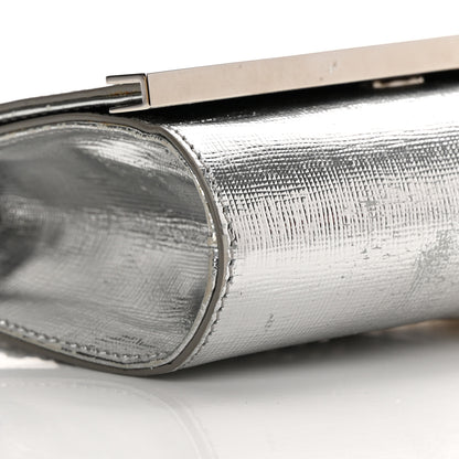 Fendi Vitello Mirror Elite Bi-Color Mini Rush Clutch Argento Champagne 9 of 14