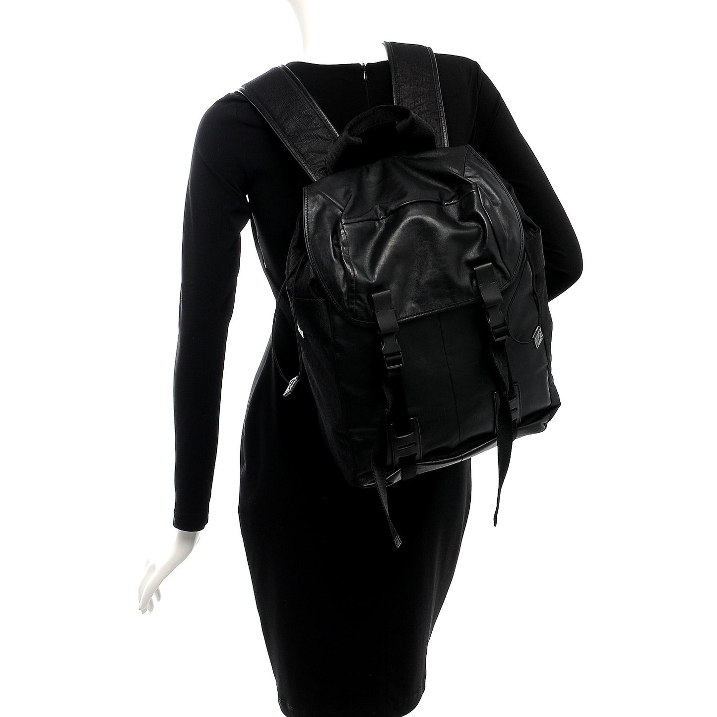 Calfskin Paper Style Backpack Black