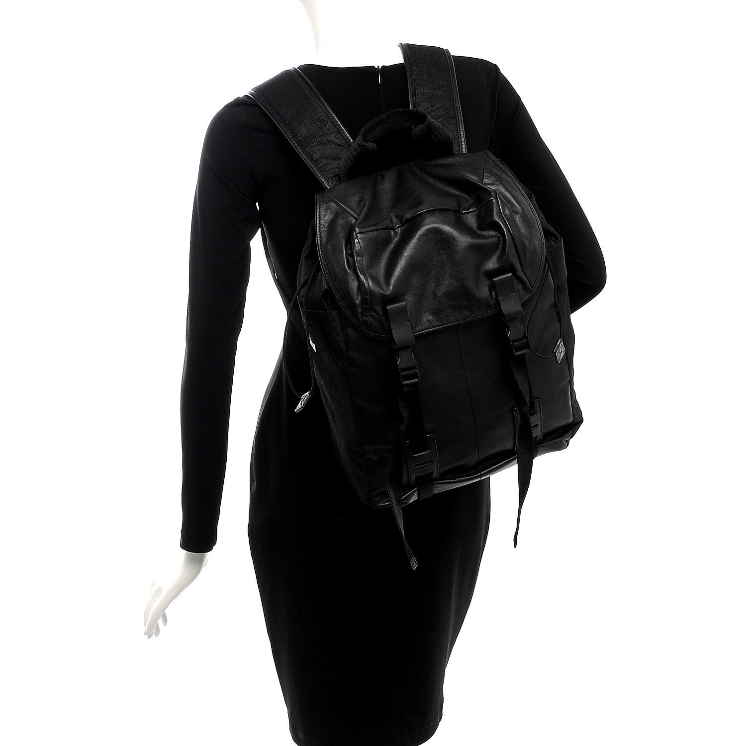 Lanvin Calfskin Paper Style Backpack Black 2 of 8