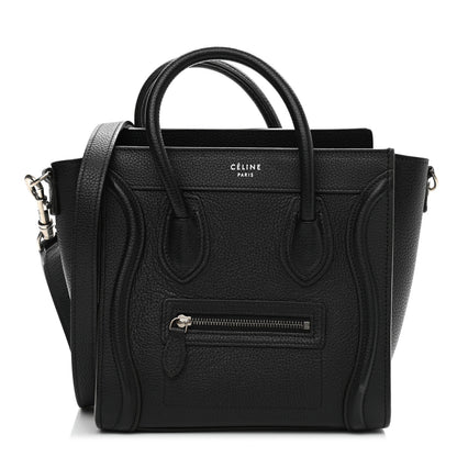 Celine Drummed Calfskin Nano Luggage Black 1 of 9