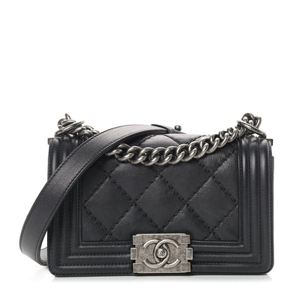 Chanel Calfskin Double Stitch Small Boy Flap Black 1 of 13
