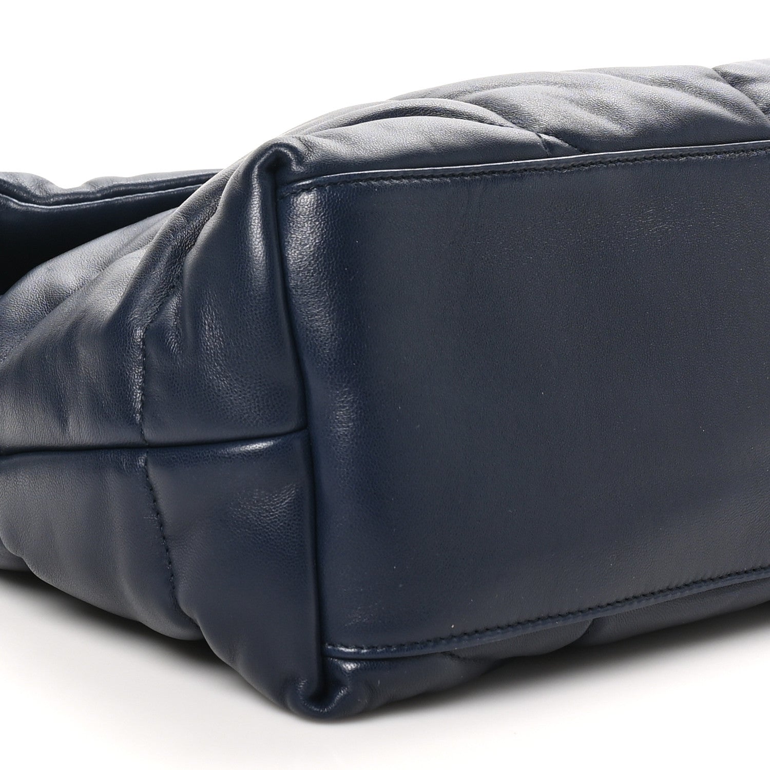 Saint Laurent Lambskin Quilted Medium Loulou Puffer Monogram Chain Satchel Deep Marine 9 of 10