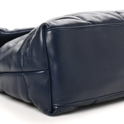Saint Laurent Lambskin Quilted Medium Loulou Puffer Monogram Chain Satchel Deep Marine 9 of 10