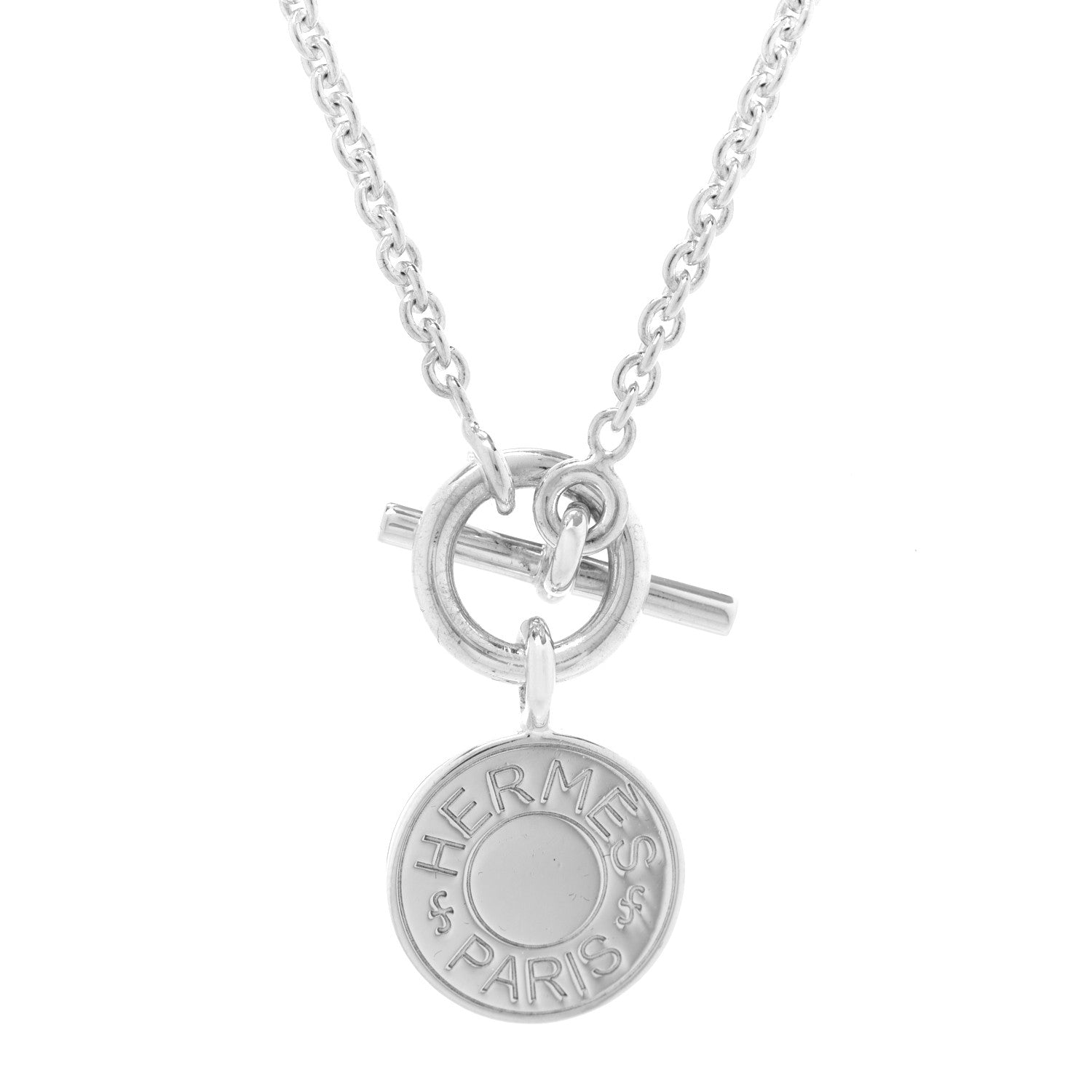 Hermes Sterling Silver Amulettes H Confettis Pendant Necklace 4 of 6