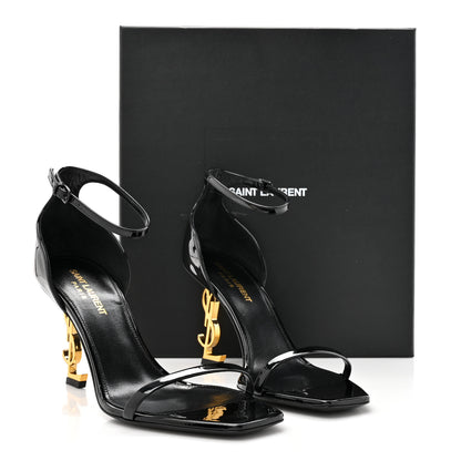 Saint Laurent Patent Calfskin Opyum 85 Sandals 38 Black 9 of 9