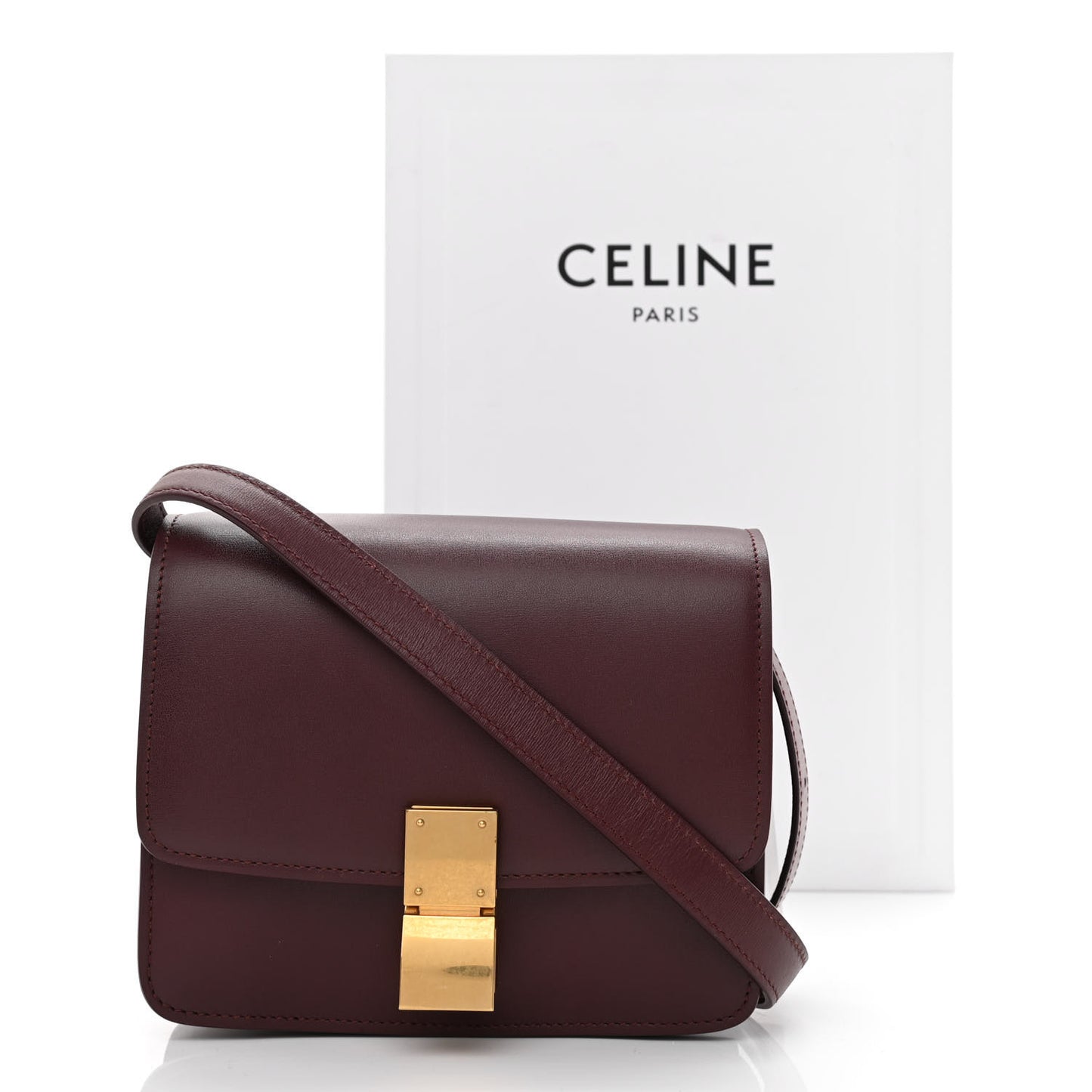 Box Calfskin Small Classic Box Flap Bag Burgundy