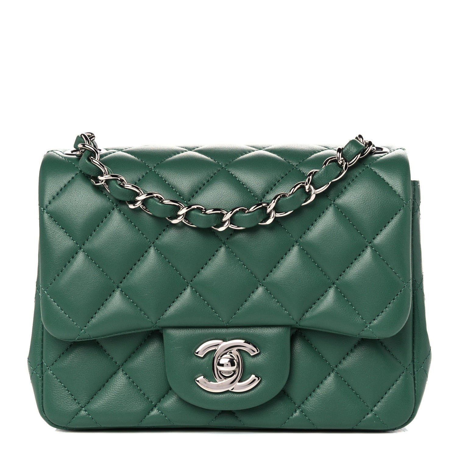 Chanel Lambskin Quilted Mini Square Flap Green 1 of 12