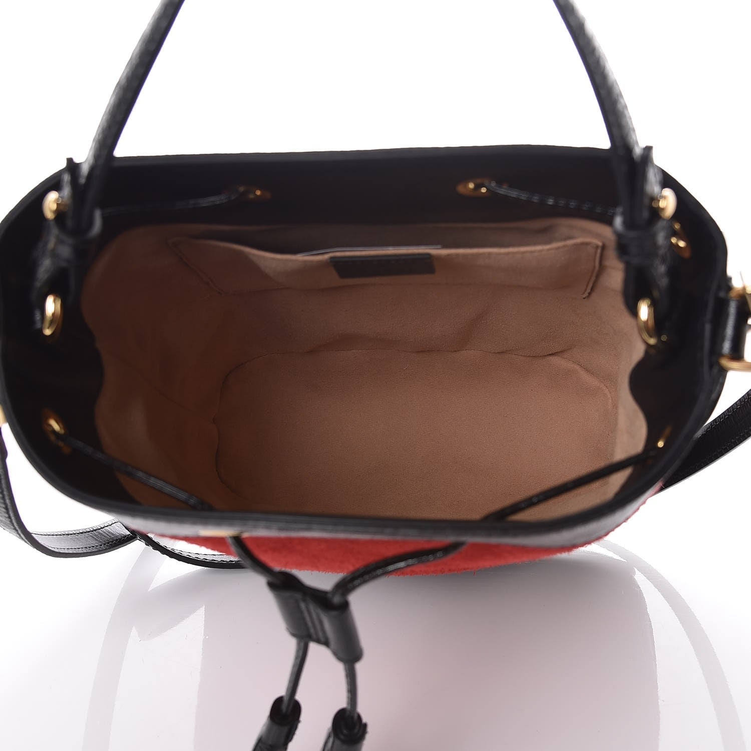 Gucci Suede Patent Web Small Ophidia Bucket Bag Hibiscus Red Black 5 of 8