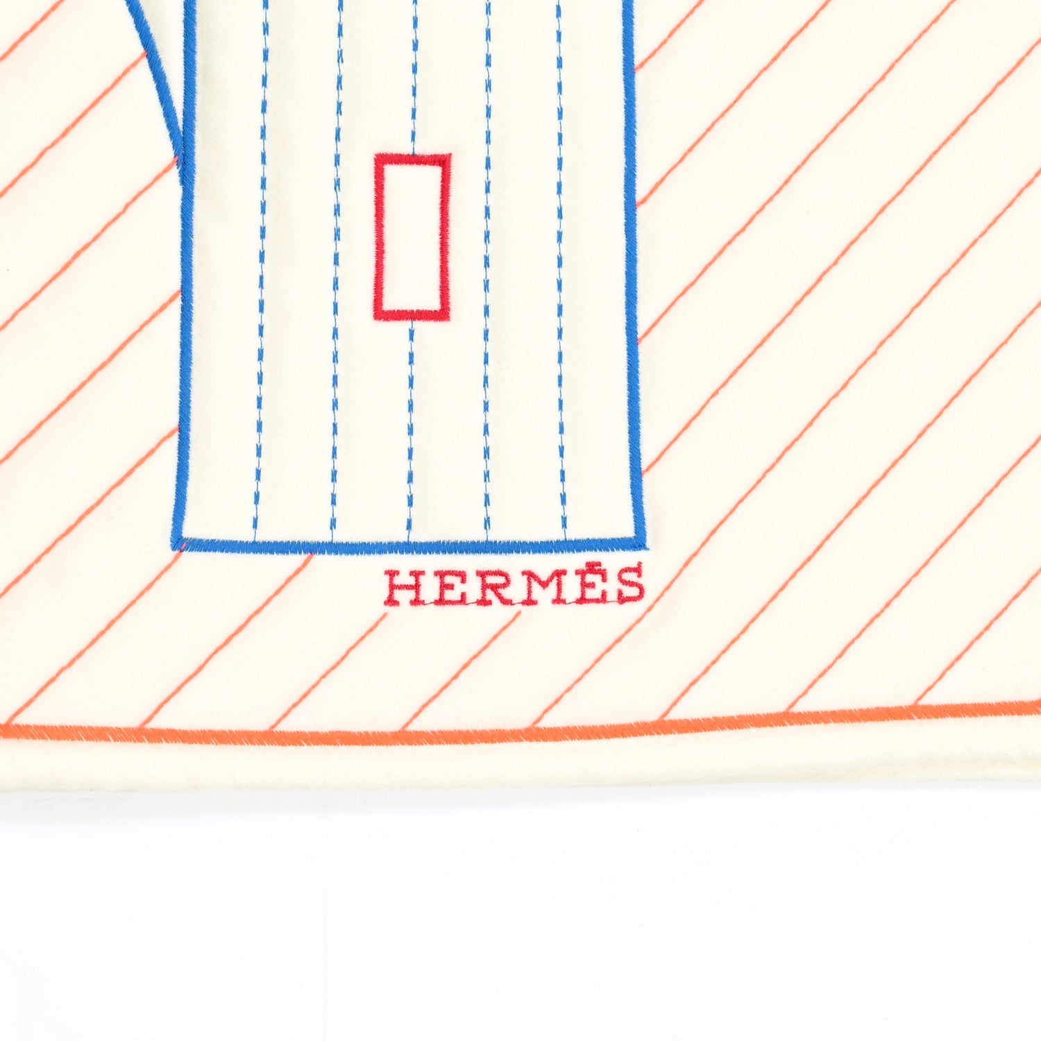 Hermes Wool Cashmere Embroidered Epopee Quilt White Creme 3 of 4