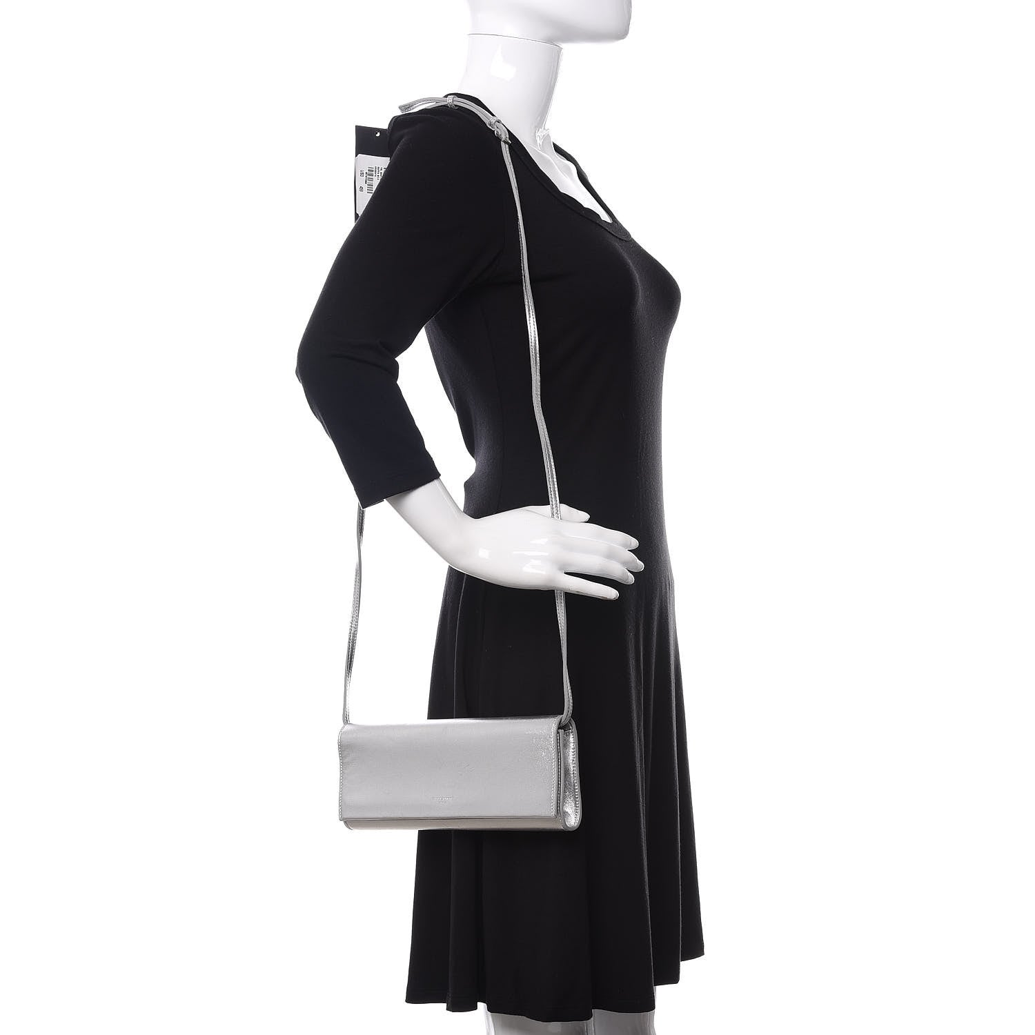 Saint Laurent Nappa Silk Fetiche Clutch Argento 2 of 11