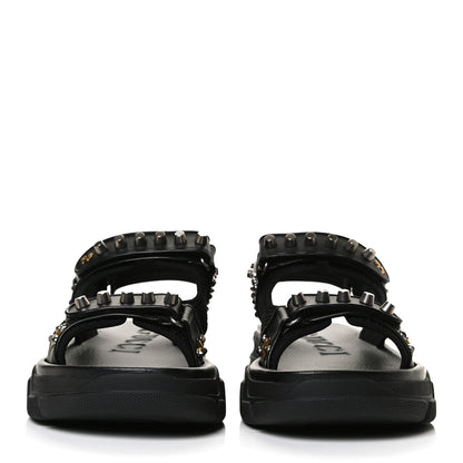Gucci Nappa Mesh Studded Mens Aguru Sandals 11 Black 2 of 12
