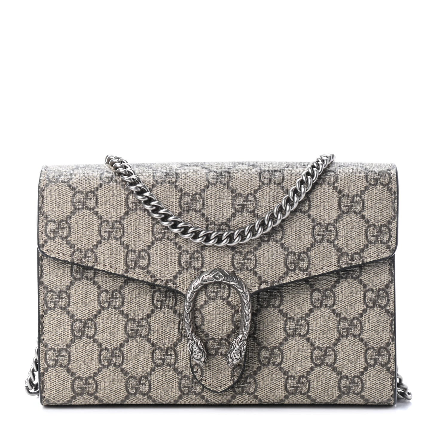 GG Supreme Monogram Mini Dionysus Chain Wallet Beige Black