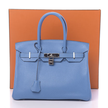 Hermes Taurillon Clemence Birkin 30 Bleu Paradis 11 of 11