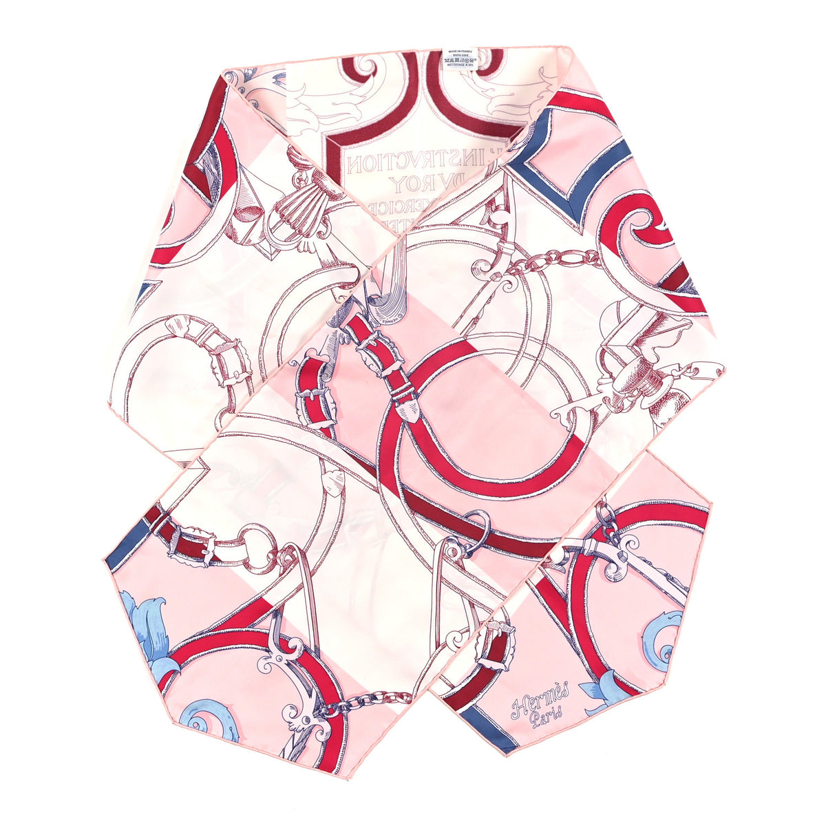 Hermes Silk L'Instruction Du Roy Muffler Rose White Bordeaux 1 of 3