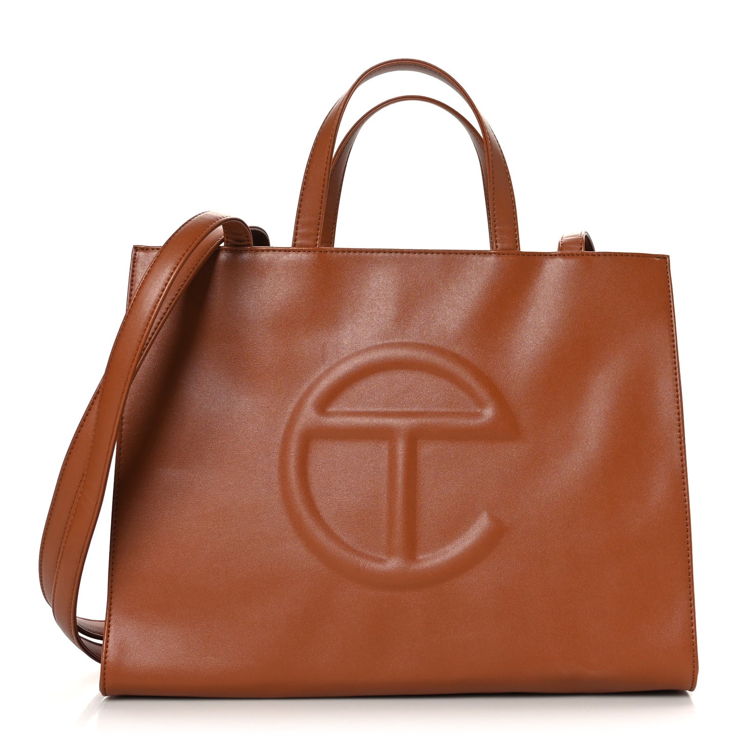 Vegan Leather Medium Shopping Bag Tan