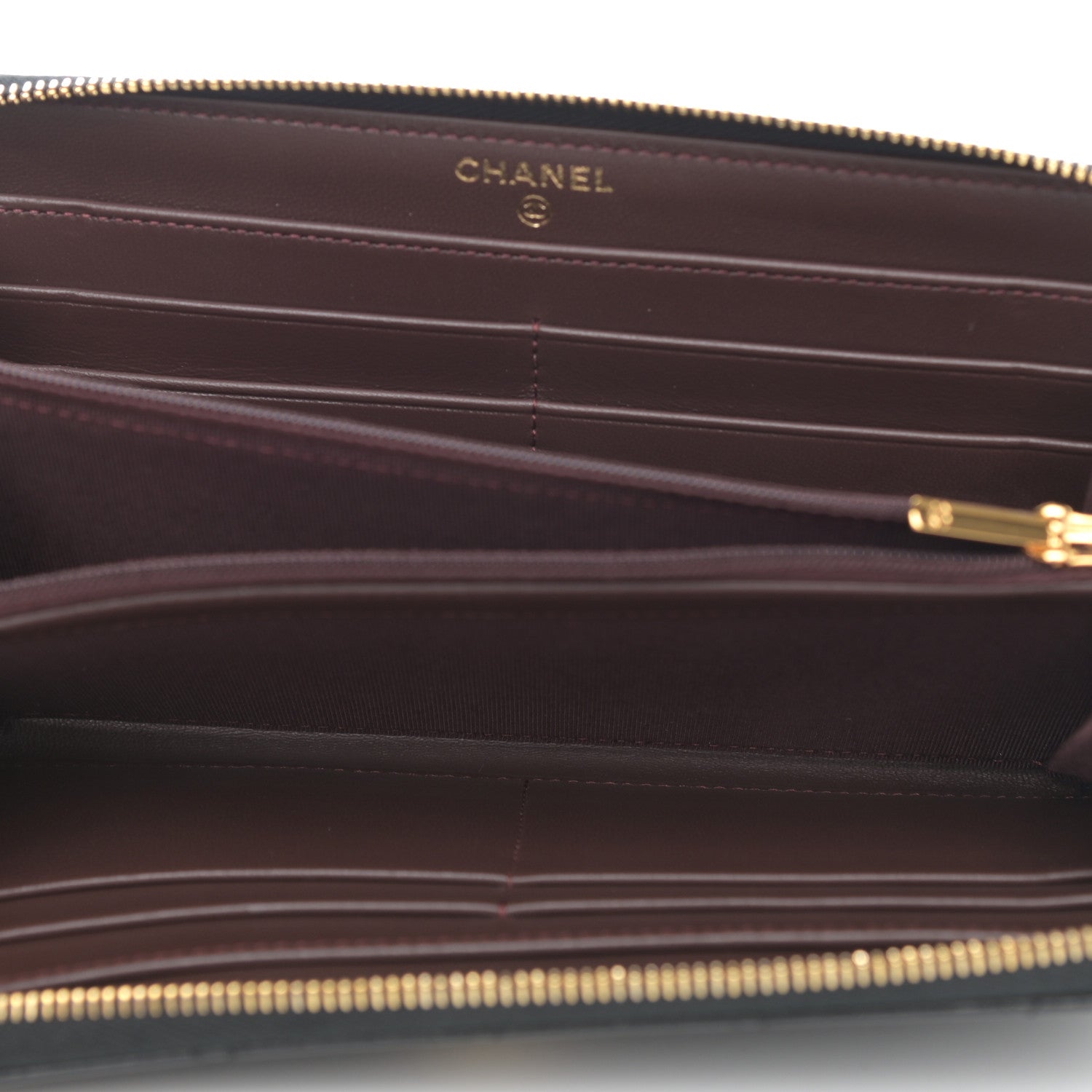 Chanel Lambskin Quilted Large Gusset Zip Around Wallet Black 5 of 8