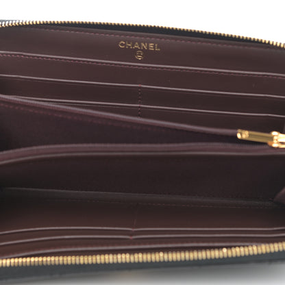 Chanel Lambskin Quilted Large Gusset Zip Around Wallet Black 5 of 8