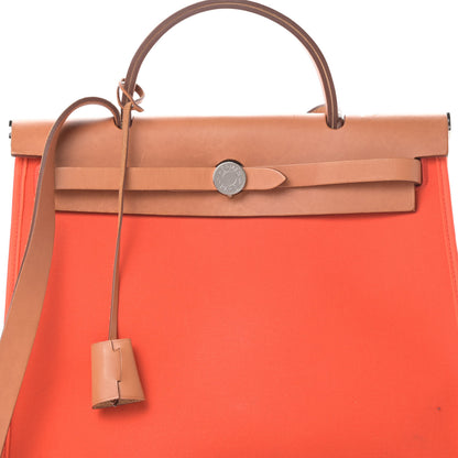 Hermes Vache Hunter Toile Herbag Zip 31 PM Capucine Fauve 9 of 20