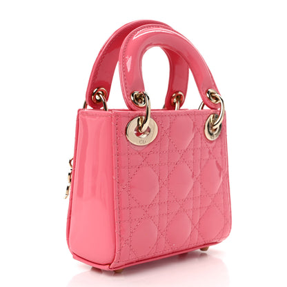 Christian Dior Patent Cannage Micro Lady Dior Peony Pink 3 of 10