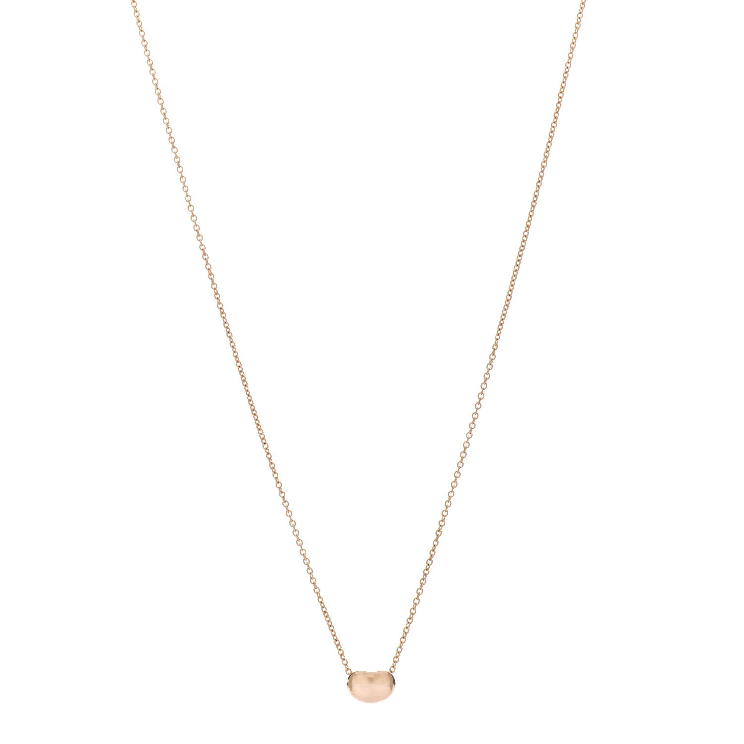 Tiffany 18K Rose Gold 6.5mm Elsa Peretti Bean Pendant Necklace 1 of 5