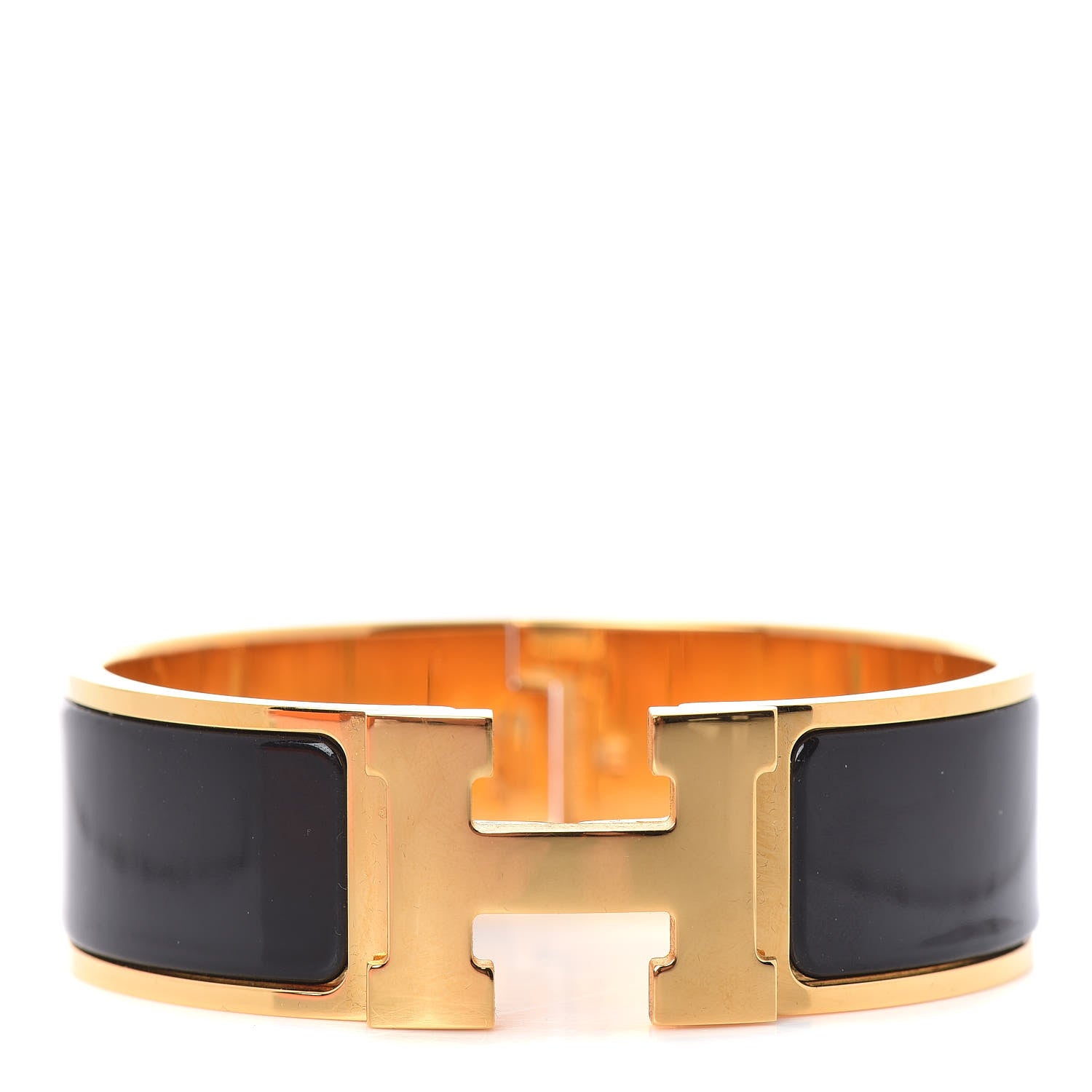 Hermes Enamel Wide Clic Clac H Bracelet GM Black 1 of 5