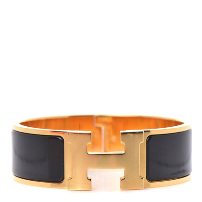 Hermes Enamel Wide Clic Clac H Bracelet GM Black 1 of 5