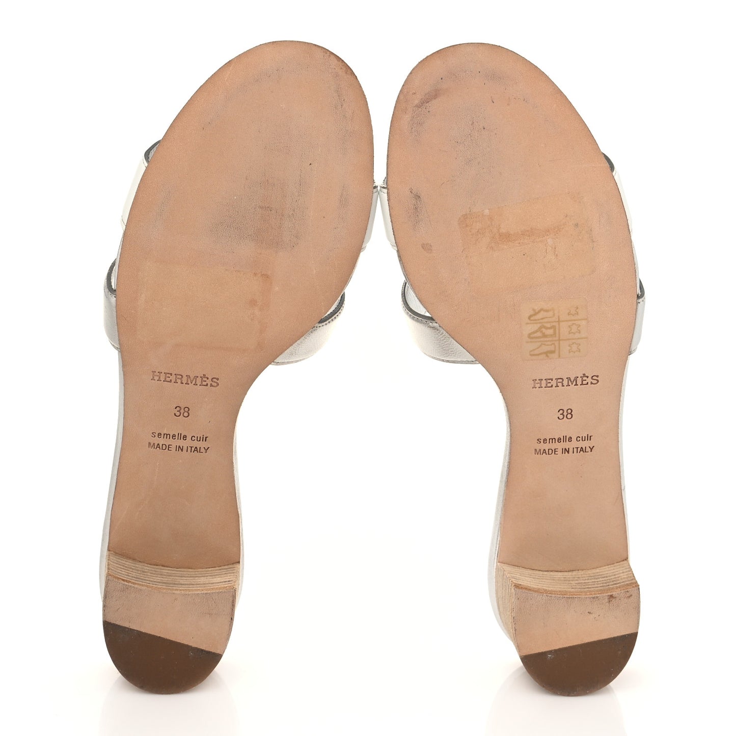Metallic Box Nappa Oasis Sandals 38 White Gris Argente
