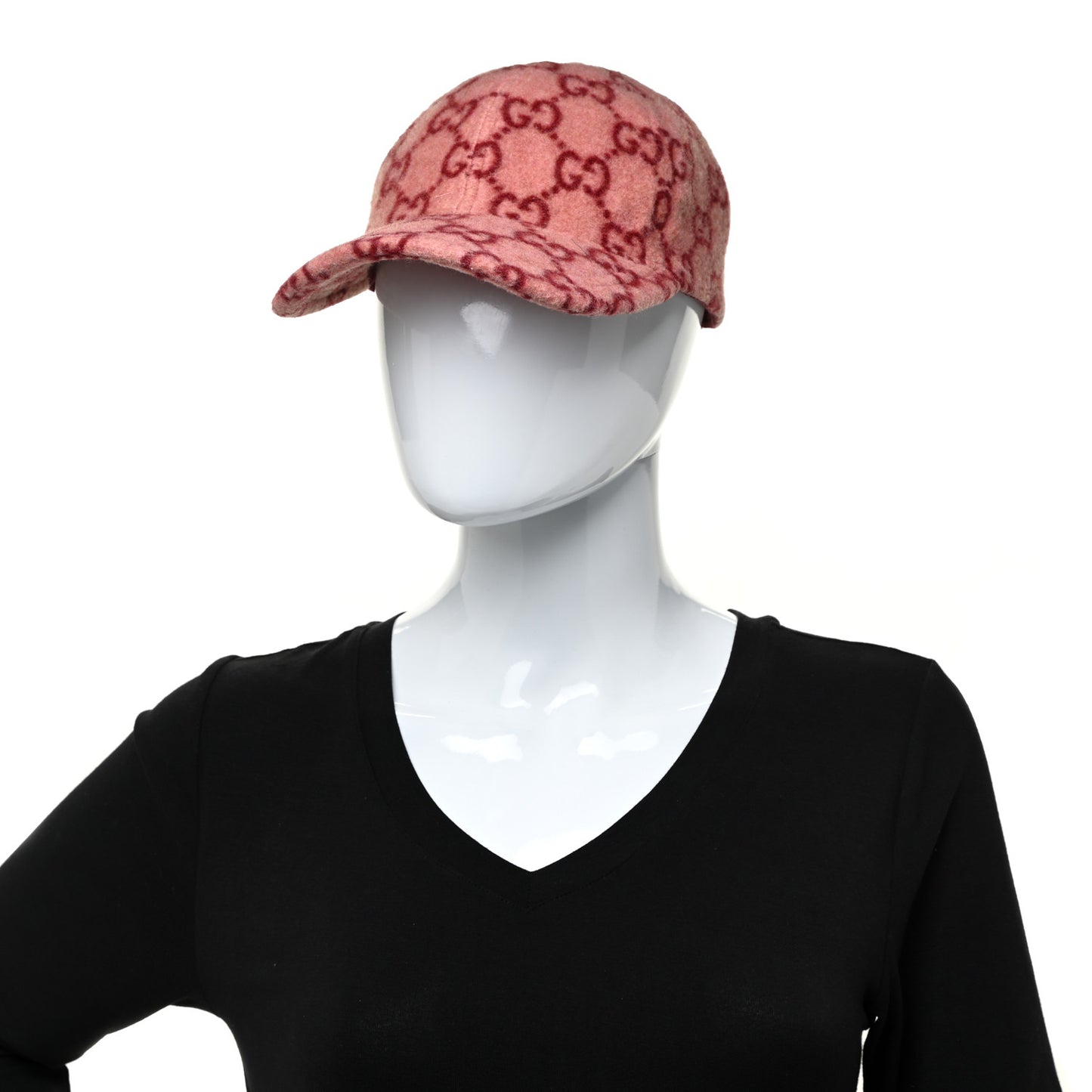 Covered Wool GG Monogram Baseball Hat S Roseate Red