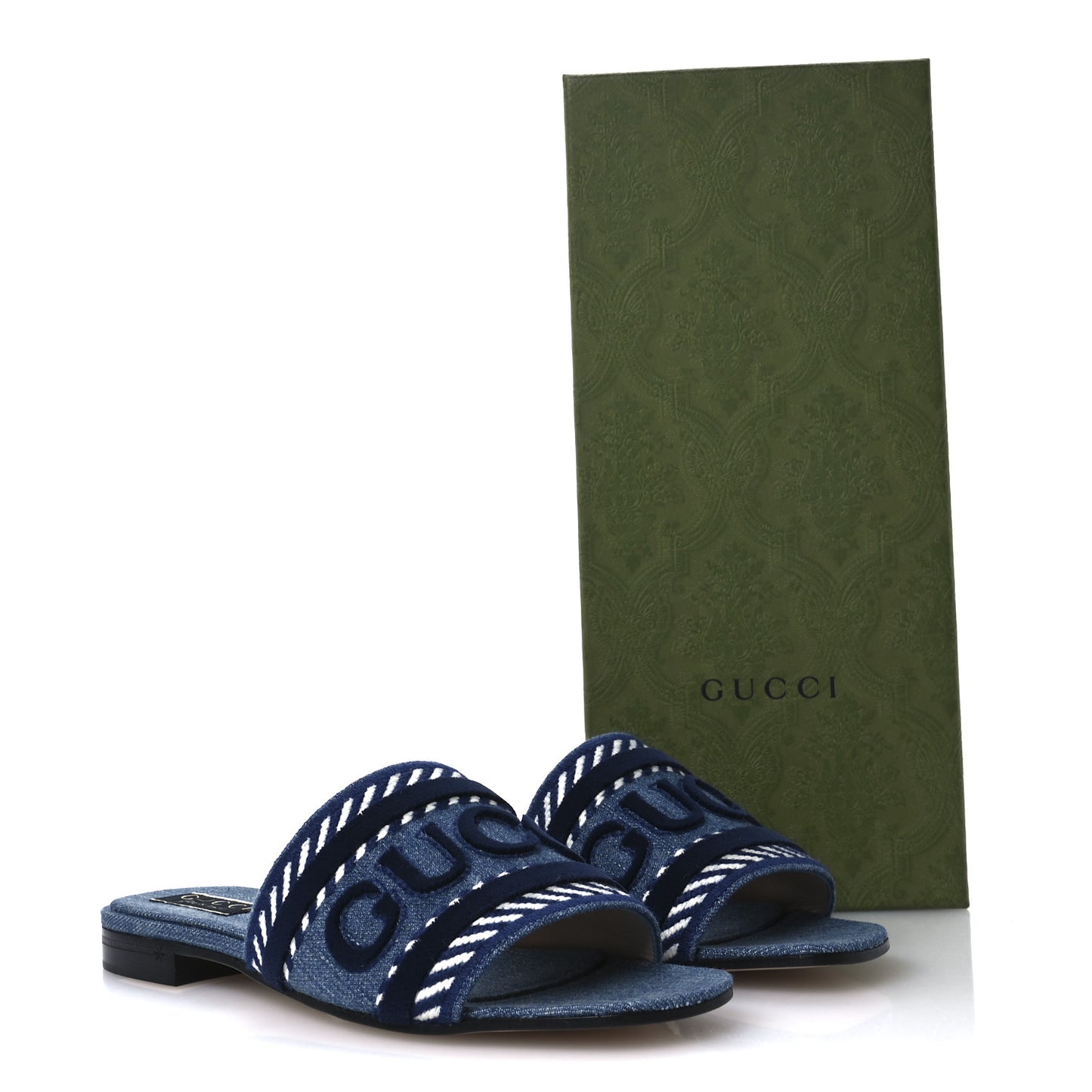 Plain Spain Denim Logo Slide Sandals 37 Light Blue