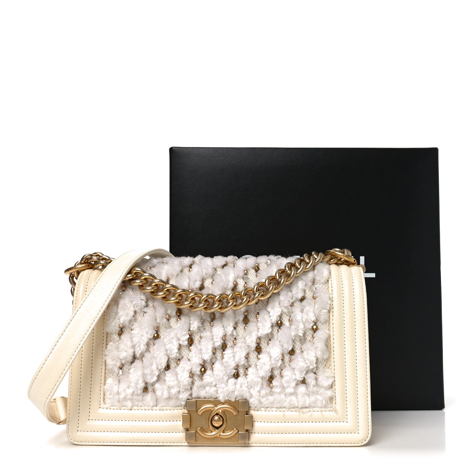 Chanel Lambskin Tulle Embroidered Medium Boy Flap White 11 of 11