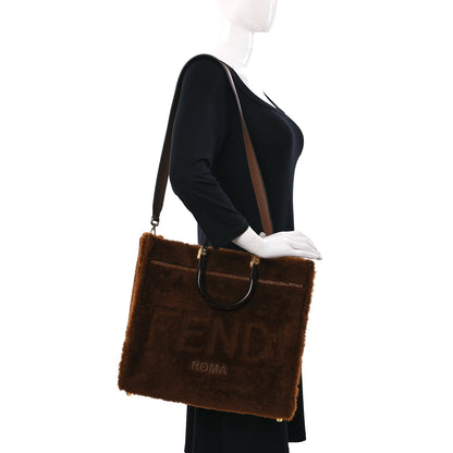 Fendi Shearling Vitello King Logo Medium Fendi Sunshine Shopper Tote Foresta 2 of 12
