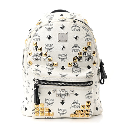 MCM Visetos Studded Small Stark M Backpack White 1 of 10