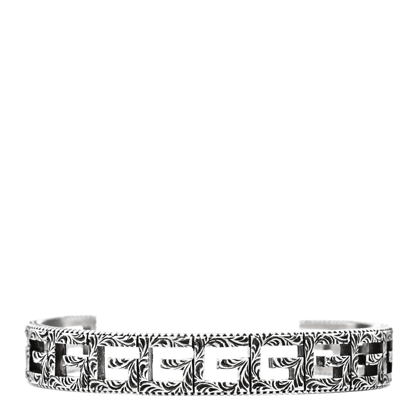 Sterling Silver Square G Motif Cuff Bracelet
