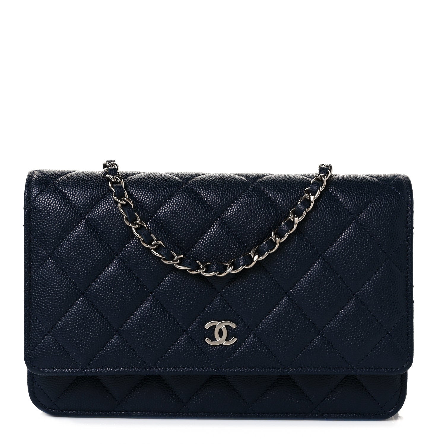 Chanel Caviar Quilted Wallet On Chain WOC Navy Blue 1 of 9