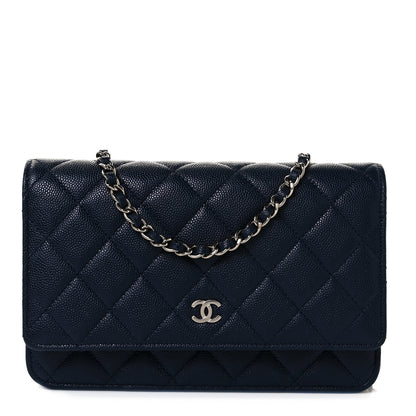Chanel Caviar Quilted Wallet On Chain WOC Navy Blue 1 of 9