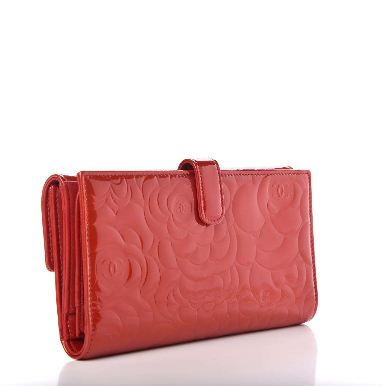 Chanel Patent Camellia Embossed Flap Wallet Dark Red 3 of 10