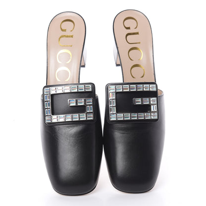 Gucci Malaga Kid Crystal Square G Madelyn Mules 39 Black 5 of 10