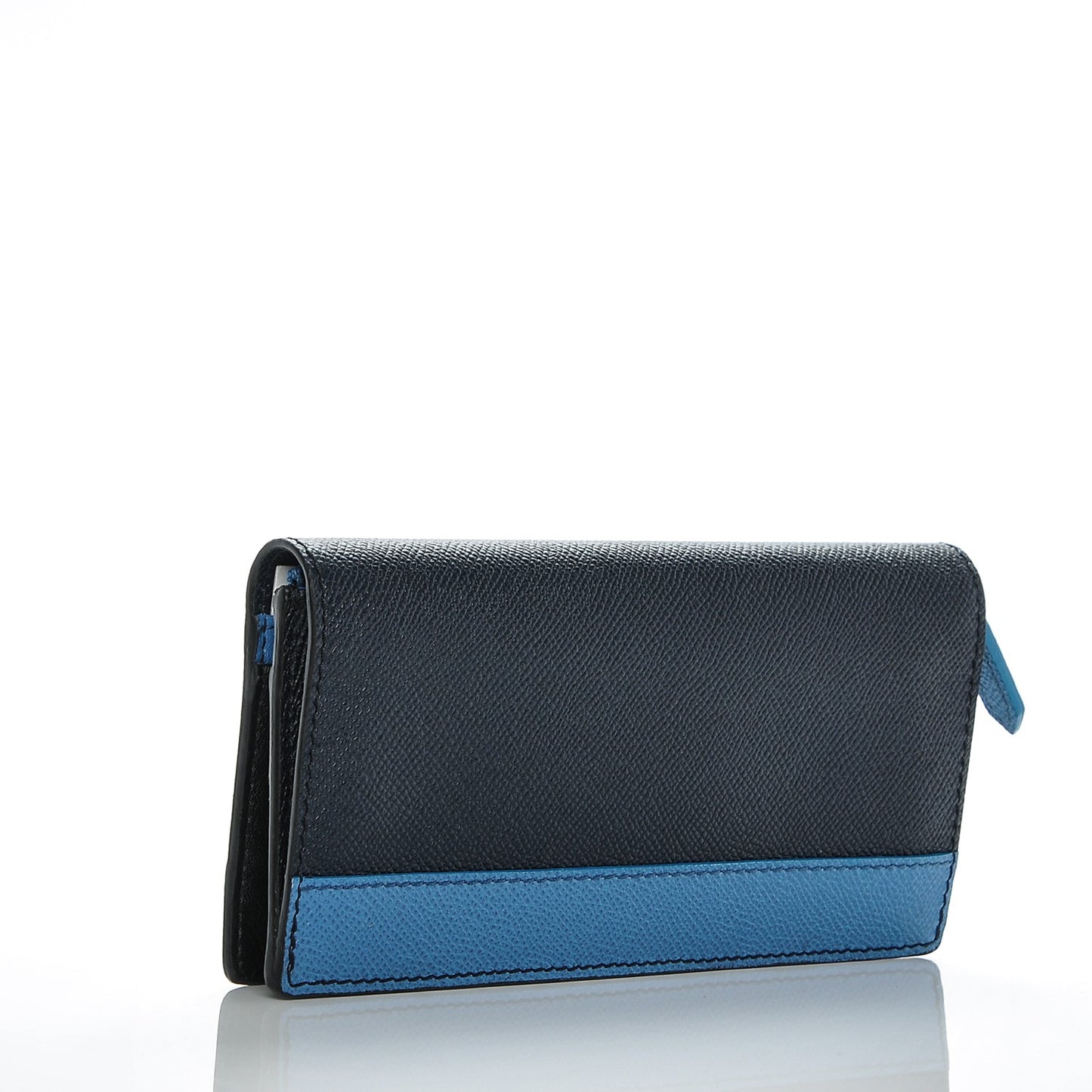 London Grainy Calfskin Colorblock Cavendish Continental Wallet Black Navy