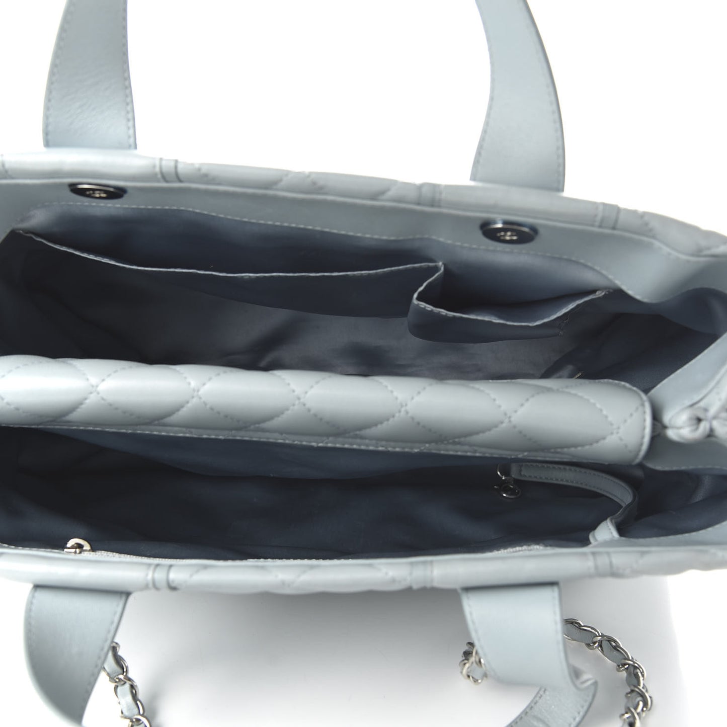 Lambskin Quilted Daily Shopping Tote Light Blue