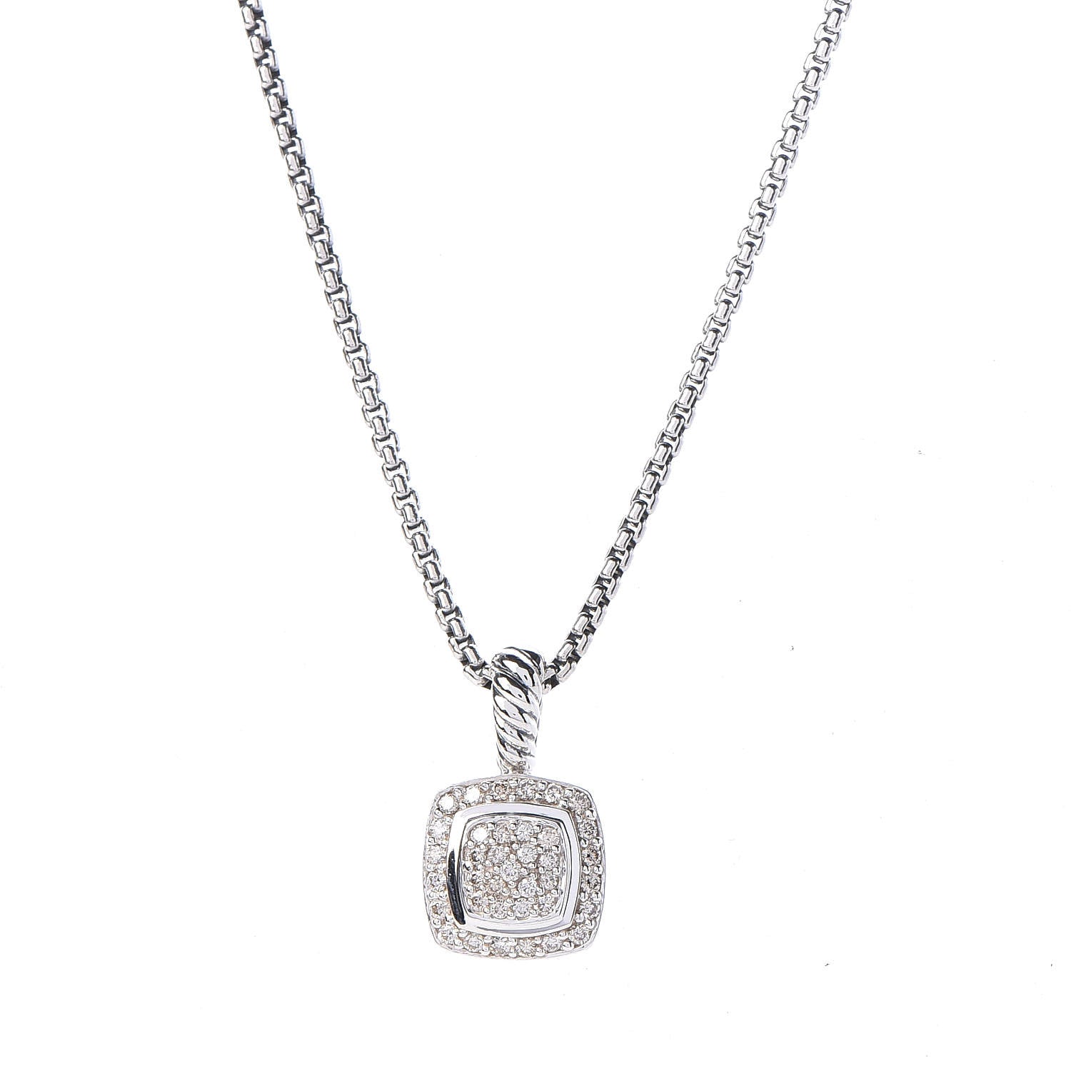 David Yurman Sterling Silver Diamond Pave 7mm Petite Albion Pendant Necklace 4 of 6