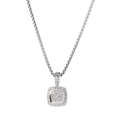 David Yurman Sterling Silver Diamond Pave 7mm Petite Albion Pendant Necklace 4 of 6