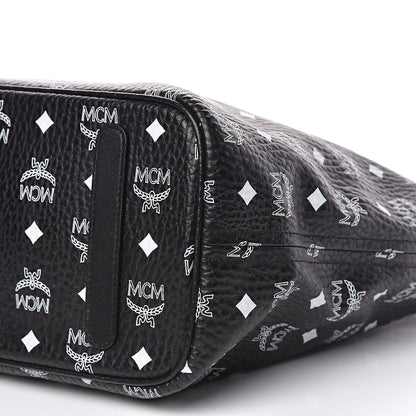 MCM Visetos Medium Anya Zip Top Shopper Tote Black 8 of 14
