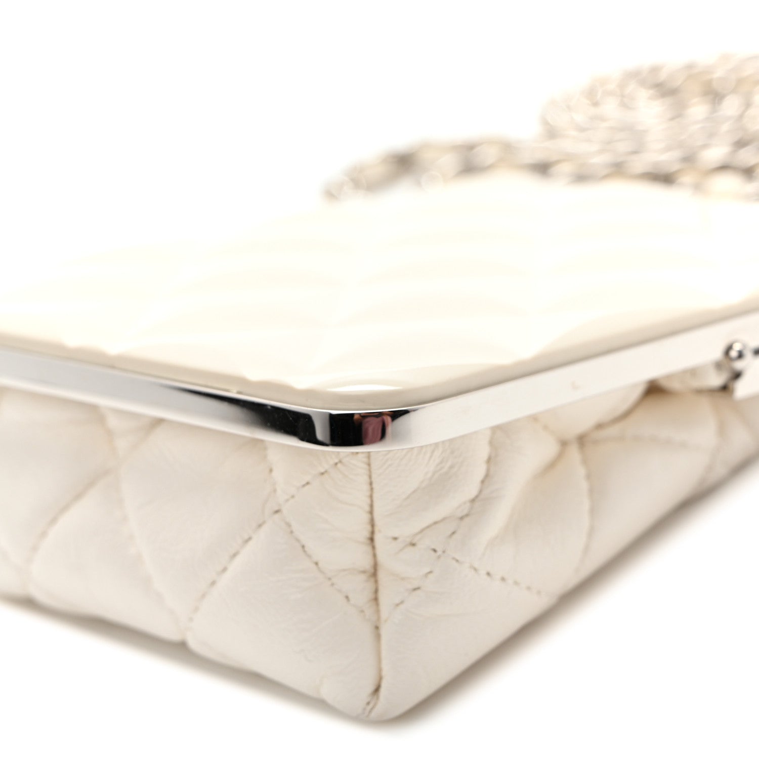 Chanel Lambskin Plexi Quilted CC Evening Clutch With Chain White 10 of 10