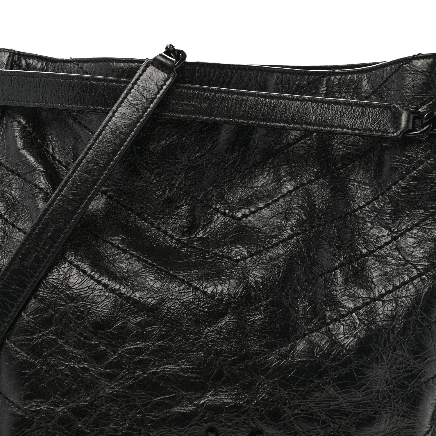 Saint Laurent Crinkled Calfskin Matelasse Monogram Large Niki Shopper Tote Black 8 of 12