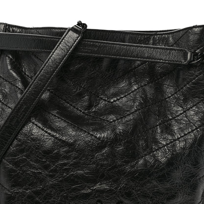 Saint Laurent Crinkled Calfskin Matelasse Monogram Large Niki Shopper Tote Black 8 of 12