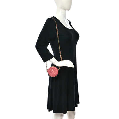Christian Dior Lambskin Mini Cannage Round Caro Crossbody Pouch Peach Blossom Pink 2 of 8